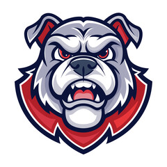 Angry Bulldog Mascot Head With Red Collar animal