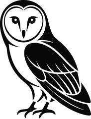 Detailed barn owl graphic design element on transparent background silhouette