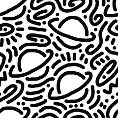 Doodle of planet seamless pattern.