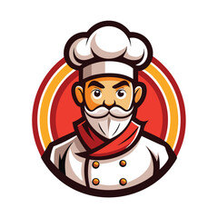 Cartoon Chef with White Beard and Red Scarf cook character