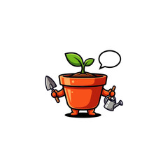 Flower pot icon flat vector design.