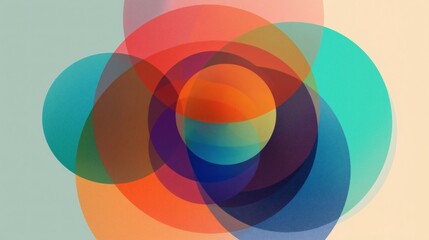 Obraz premium Overlapping translucent circles create a colorful abstract design.