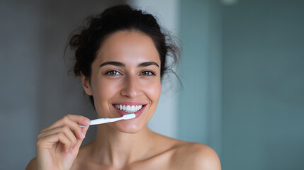Healthy smile concept woman brushing teeth and maintaining perfect dental hygiene dental hygiene, oral care, toothbrush, toothpaste, smile, health, beauty, clean teeth, whitening,