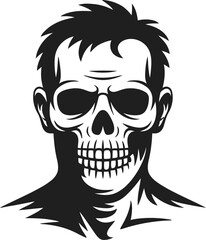 Intricate skull and human face design element perfect for projects on transparent background silhouette