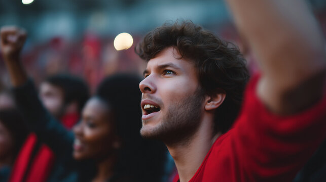 Passionate supporters at a live football match the thrill and emotion of the game football match, sports fans, cheering crowd, excitement, joy, celebration, happiness, team spirit,