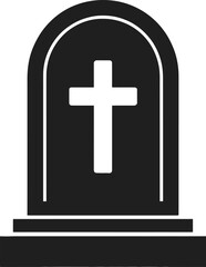 Obraz premium Simple black tombstone with white cross ideal for design on transparent background silhouette