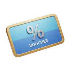 Percentage discount voucher isolated on transparent background