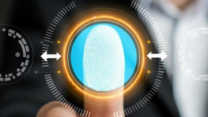 Animated fingerprint unlock sequence showcasing biometric security in the digital age, a modern solution for identity verification and data protection protocols - Powered by Adobe