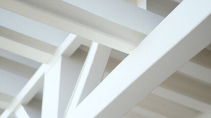 Fototapeta premium Abstract structural beams in white: an intricate geometric design that adds depth and architectural interest.