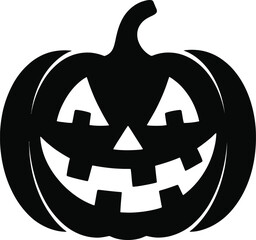 Black halloween pumpkin jack o lantern illustration perfect for designs on transparent background silhouette