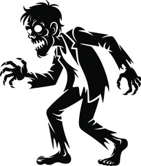 Fototapeta premium Creepy cartoon zombie character illustration with claws perfect for halloween on transparent background silhouette