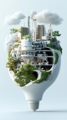 Sustainable City Inside Light Bulb