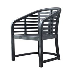 Black wooden slatted armchair