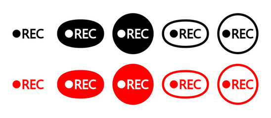 Sign entry icon. Red and black logo of the video recording button. Rec button. EPS10 Vector illustration