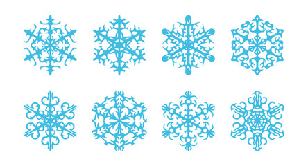 Collection of blue snowflakes. Set of winter icons. EPS10 Vector illustration