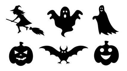 Fototapeta premium Halloween silhouette icon set