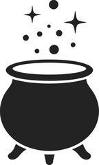 Magical cauldron with sparkling elements a captivating design on transparent background silhouette