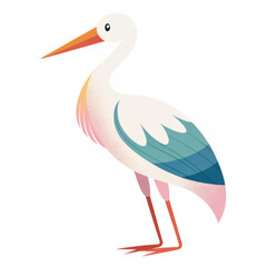 Obraz premium Colorful stork stands proudly with detailed feathers and beak against a minimalistic background