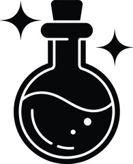 Magical potion bottle with sparkling stars a striking silhouette on transparent background