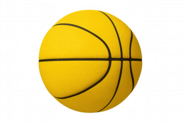 Yellow basketball isolated on transparent background. Concept of sport, game, team play, and healthy competition