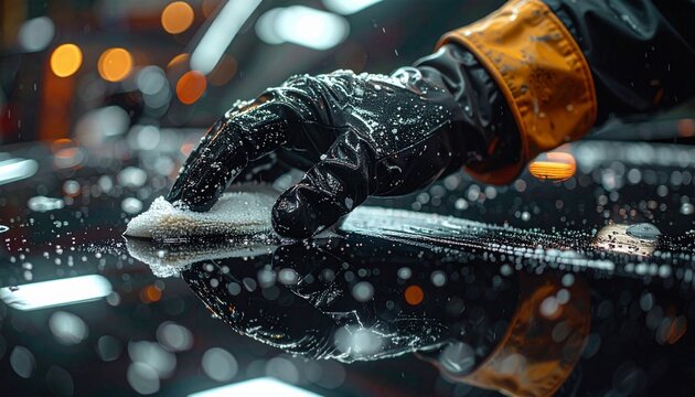 Car Detailing Hand Polishing Black Car Paint, Automotive Care