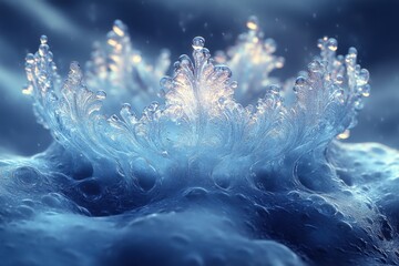 Blue crown against dark background.