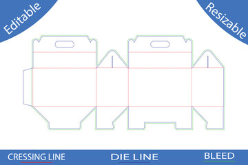 Die Cut Template for Foldable Gable Top Box Packaging