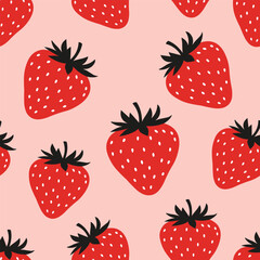 vibrant ,seamless strawberry pattern on pink background