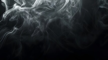 Obraz premium Wispy white smoke swirls against a dark background.