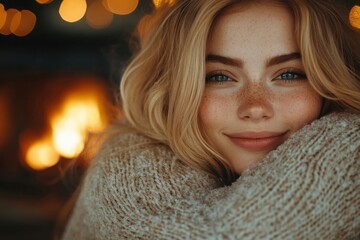 A woman with curly hair smiling brightly at the camera.