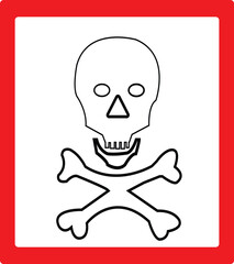 Warning symbol skull and crossbones for danger and toxicity hazard alert vector