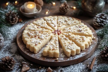 Christmas cookie on wooden plate