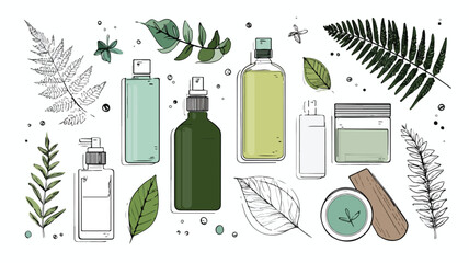Organic Skincare Products Flat Lay Illustration for Beauty Brands Marketing