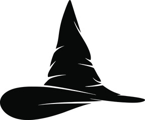 Fototapeta premium Classic black witch hat design element on transparent background silhouette