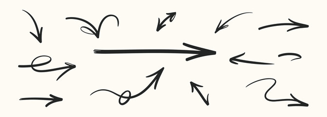 A collection of hand-drawn sketch arrows points in multiple directions.