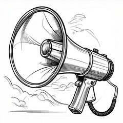 Hand-drawn megaphone, illustration