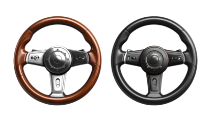 3D steering wheel icon bundle isolated on transparent background.