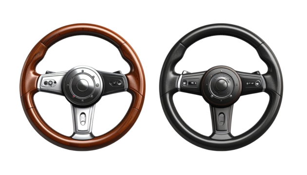 3D steering wheel icon bundle isolated on transparent background.