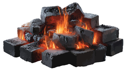 Hot Glowing Charcoal Briquettes Fuel Firewood Burning on BBQ Grill