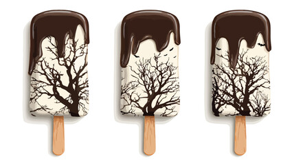 Delicious Halloween Chocolate Popsicle with Spooky Tree for Festive Treats