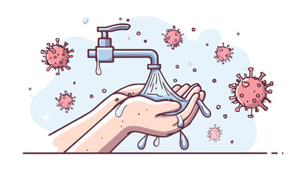 Effective Handwashing Concept For Preventing Epidemic Rebound - Vector Illustration