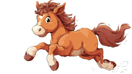 Joyful Cartoon Horse Jumping Vector Illustration with Outlines