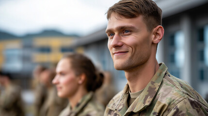 Military graduation ceremony with recruits basic training completion military achievement graduation day new soldiers training success ceremonial moment military beginning