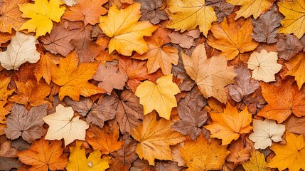 Fototapeta premium Many fallen autumn leaves background.