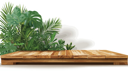 Tropical Jungle Wooden Platform Empty Display Vector Background