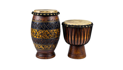 African drum bundle isolated on transparent background.
