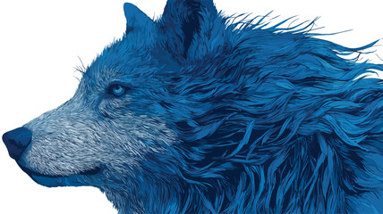 Majestic Blue Wolf Illustration: Wild Animal Portrait Fantasy
