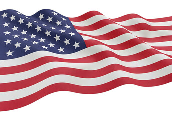 Fototapeta premium Waving american flag isolated on transparent background