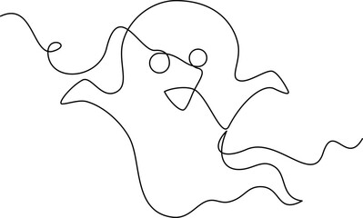 one line art Ghost vector illustration. line art, one continuous line, simple, hand drawn and sketch style. for icons, symbols, signs or logos. PNG