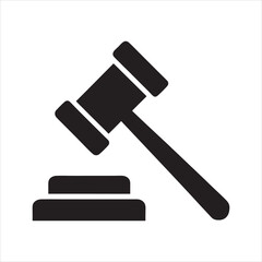 hammer and gavel law icon in minimal vector design